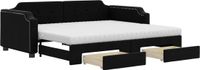 vidaXL Slaapbank met onderschuifbed en lades, stof, zwart, 90x190 cm