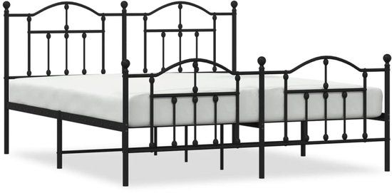 vidaXL Bedframe met voetbord zonder matras metaal zwart 180x200 cm
