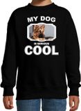 Bellatio Decorations Duitse herder honden trui / sweater my dog is serious cool zwart - kinderen - Duitse herders liefhebber cadeau sweaters - kinderkleding / kleding 122/128