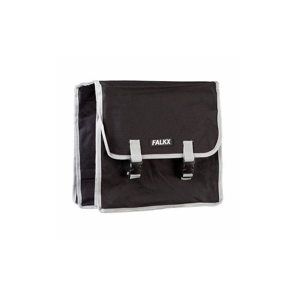 Falkx dubbele fietstas 33 x 33 x 13 cm zwart grijs