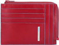 Piquadro Blue Square Zipper Coin Pouch RFID Rosso Rood Blauw