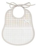 Filet - Beige baby slabbetje met ruitpatroon van piqué katoen, Made in Italy, 24 x 20 cm