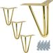 Set de 4 pieds de meuble style hairpin, doré, 15 cm de haut, en métal durable, avec matériel de fixation pour des solutions d'intérieur créatives.