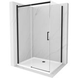 Mexen Omega douchecabine schuifbaar 130 x 100 cm, transparant, noir + Flat douchebak, blanc
