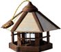 dobar® 21390 Vogelvoederhuisje Camouflage Vogelvoederstation van hout - Vogelhuis om op te hangen - incl. voedersilo - compacte vogelvilla - 35 x 35 x 29 cm - bruin-beige-grijs