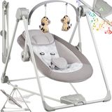 tectake® Wipstoel - Baby Stoel - Baby Swing - Schommelstoel - Inklapbaar met TrueSpeed-technologie en 5 Snelheidsniveaus - Wipstoeltjes met Speelboog