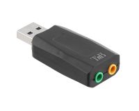 T'nB ADAUSB51 USB-A naar 2x 3.5mm Audio Adapter - Zwart