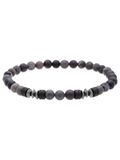 Lucardi - Heren Stainless steel armband met grijze stenen - Armband - Staal - Zilverkleurig - 19 cm