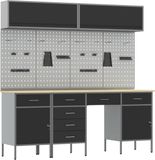 vidaXL Werkkast Set met lade met opslag met slot 10 st Zwart