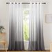 Goodivery Rideaux de salon, set de 2, aspect lin, semi-transparent, 245 x 140 cm, gris/blanc