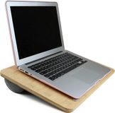 PEPE Laptopstandaard met Kussen, Laptopkussen Schoot, Laptop Tray with Cushion, Laptoptafel Bamboe, Laptopkussen voor Bed en Bank, Laptop Stand Wood