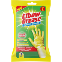 Elbow Grease Rubber Gloves Cotton Lined Extra Strong Non-slip Size Large