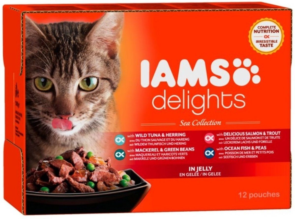 Iams Delights Sea Collection Jelly - Kat - Natvoer - 12 x 85 gr