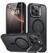 ESR Classic Hybrid HaloLock Étui Compatible avec Apple iPhone 16 Pro Max - Avec protecteur d'écran - Compatible MagSafe - Coque arrière avec béquille - Support caméra - Verre trempé - Noir givré