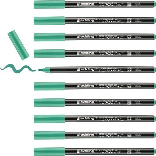 edding 4200 porseleinstift - jade groen - 10 pennen - penseelpunt 1-4 mm