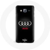 Maniacase Hoesje voor Samsung Galaxy J7 2016 Audi Logo metaal zwarte achtergrond