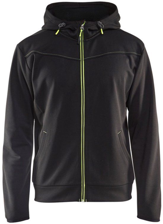 Blåkläder Hoodie met rits 3363-2526 - Zwart/High Vis Geel - XXL