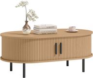 HOMCOM Salontafel - MDF, Metaal - 100 x 55 x 40 cm - Natuurlijk Hout