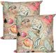Anna's Collection Coussin pour intérieur et extérieur - 2x - wild flowers - beige - 45 x 45 cm