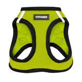 Voyager Step-in Air Hondentuig, mesh voor alle weersomstandigheden, reflecterend, tegen trekken, kleine, middelgrote honden, katten, met klittenband, gesp, dubbele D-ringen, limoengroen/zwarte bies, M
