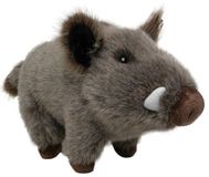Nature Planet Knuffeldier wild zwijn - zachte pluche stof - veel details - grijs - 15 cm - Cadeau - Kinderen - Bosdieren