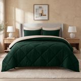 Sleep comfy Nova Bedtextile BV Sleep Comfy - Reverse Dekbed - 140x200 cm - Donkergroen & Sand - met 1 Kussensloop 60x70 cm