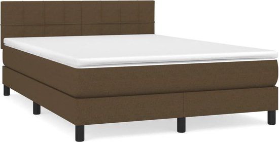 vidaXL Boxspring met matras stof donkerbruin 140x200 cm