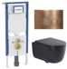 Geberit QeramiQ Dely Swirl Toiletset - 36.3x51.7cm - Geberit UP720 Duofix Sigma inbouwreservoir - 35mm zitting - bedieningsplaat koper - rechthoekige knoppen - mat zwart
