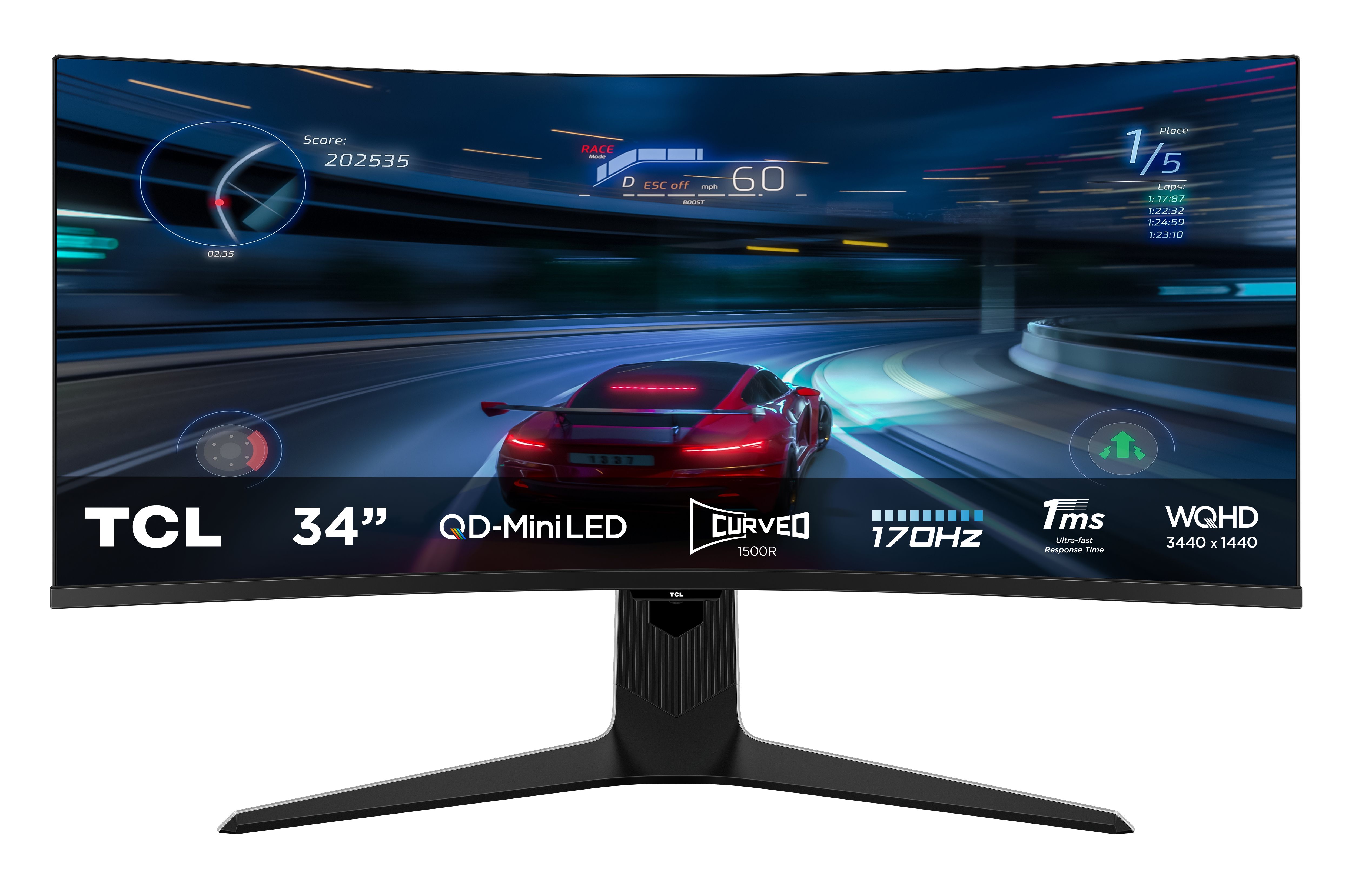 TCL 34R83Q 34" Ultrawide QHD Mini LED Gaming Monitor - 170Hz, USB-C, HDR1600