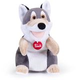Wolfpop Trudi - Handpop Wolf 16 cm - Pluche Knuffel - Grijs Wit