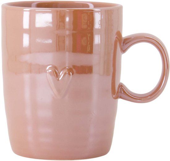 Zusss Theemok Parelmoer Hartje Keramiek Pink