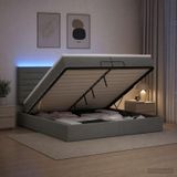 Prolenta Maison Exclusive Lit Ottoman exclusif, avec matelas et éclairage LED, couleur gris foncé, dimensions 200 x 200 cm, revêtement en tissu