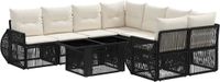 vidaXL Tuinbank - Set - 9 - st - Zwart - en - Crème - Wit - poly - rattan