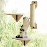 Merkloos Kattenraambed hangmat - Houten - Sisal krabpaal - Met zuignappen - 3-delig