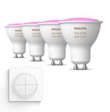 Philips Hue Uitbreidingspakket - GU10 - 4 Spotjes - Wit en Gekleurd Licht - Hue Dial Switch