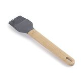 LACOR 68196 Siliconen eenheid, keukenkwast, professionele borstel, handvat van beukenhout, geen douche, bestand tegen hoge temperaturen, BPA-vrij, 24,5 x 5,5 x 0,5 cm, grijs