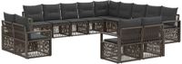 vidaXL Tuinbank - Set - 13 zitplekken - Grijs - Polyrattan