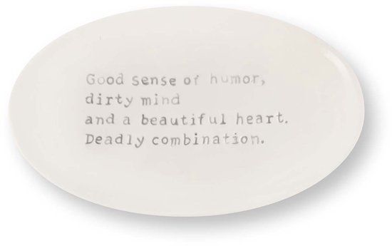 vtwonen Muurdecoratie - Humor - Wanddecoratie van Keramiek - Gebroken wit - 15x25.5x1.5cm