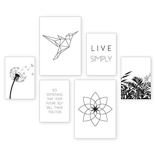 Kreative Feder Kolibri Posterset - 6 decoratieve afbeeldingen - Zonder lijst