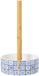 DRW Houten toiletrolhouder met keramische voet, mozaïek, blauw, 14 x 32 cm