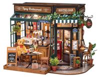 Maison de poupée miniature - Bistro restaurant - Éclairage LED - Kit de construction DIY