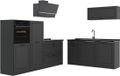 Vicco Complete keukeneenheid R-Line, Antraciet landelijk/Antraciet, 220 cm antraciet werkblad