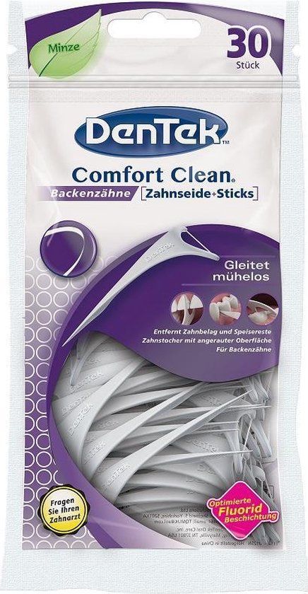 Dentek Comfort Clean Flosspick Flosdraad - 30 stuks - Mint - Met fluoride