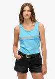 Superdry Outdoor Gestreepte Tanktop met Laag Uitgesneden Ronde Hals Dames Neon Sky Blue UK14-EU42