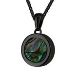 Quiges 12mm Mini Munt Hanger Zwart RVS Glans met Schelp Munt en Ketting Ankerketting 42-46cm - SLSHS469