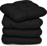 Beautissu Lisa – Set van 4 Zitkussen 40x40 cm – Stoelkussens Eetkamer – 8cm Vulling – Zwart