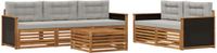 vidaXL - Bank loungeset - 5 zitplekken - Naturel en lichtgrijs - Acacia hout