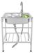 Évier autoportant en acier inoxydable avec robinet 60 x 45 x 75 cm