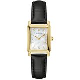 Bulova Vrouwen Analoge Quartz Horloge Met Lederen Band 97P166, Zwart