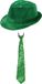 Merkloos Carnaval verkleed set - hoedje en stropdas - groen - volwassenen - glitters